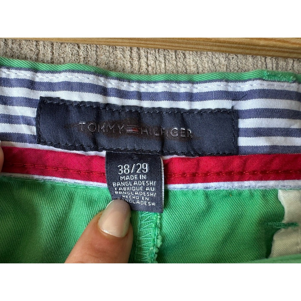 Tommy Hilfiger THFlex Mens Chinos Green Flat Front Pants 38x29 - Picture 3 of 9